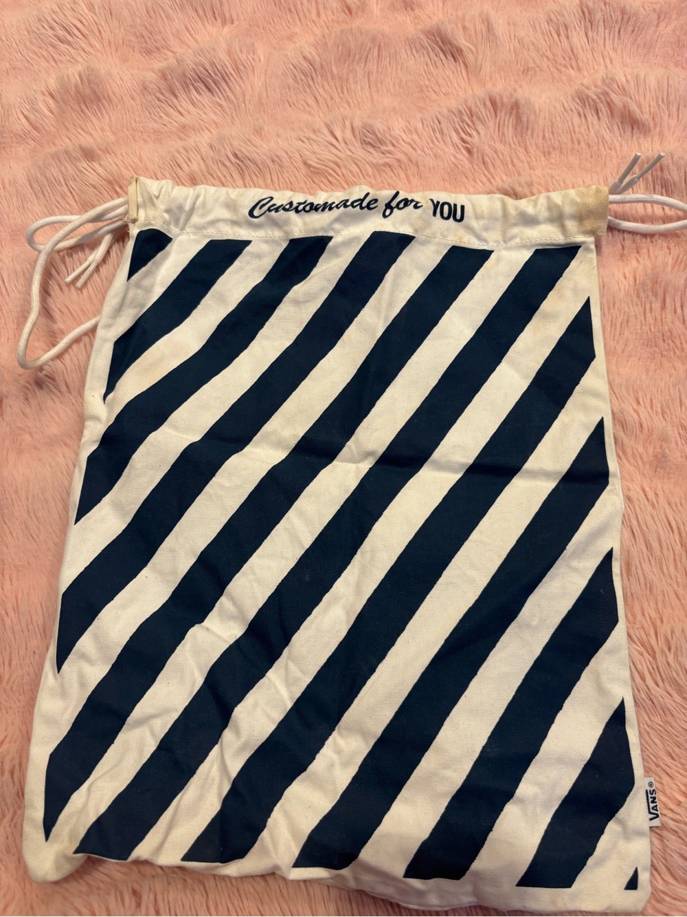 Vans Black & White Diagonal Stripe Drawstring Pouch
